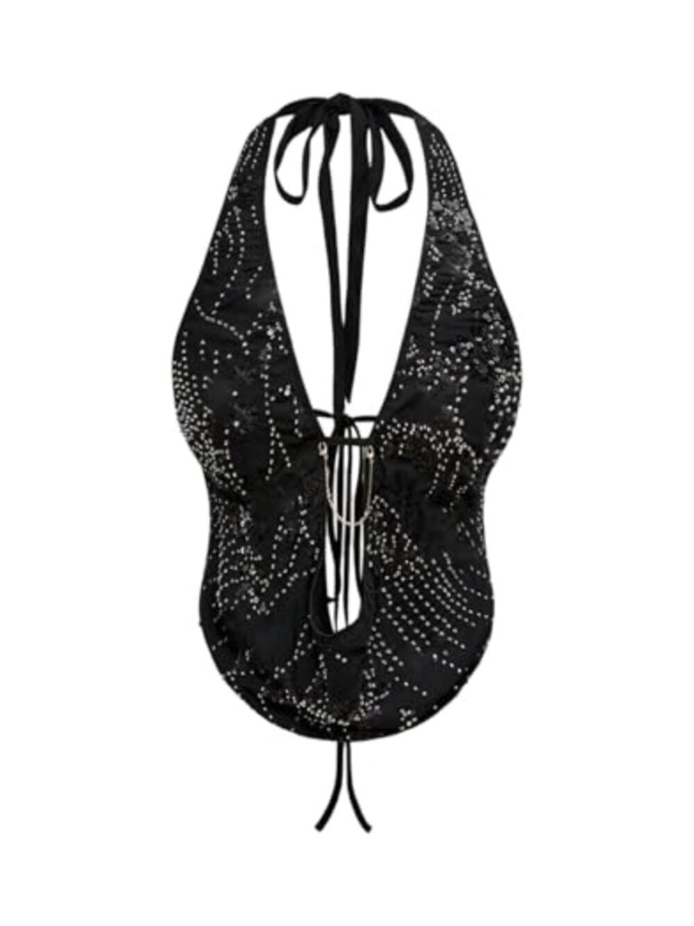 Sequin Crop Tank Top Tie Back Halter Y2K Cheetah Print Rave Top